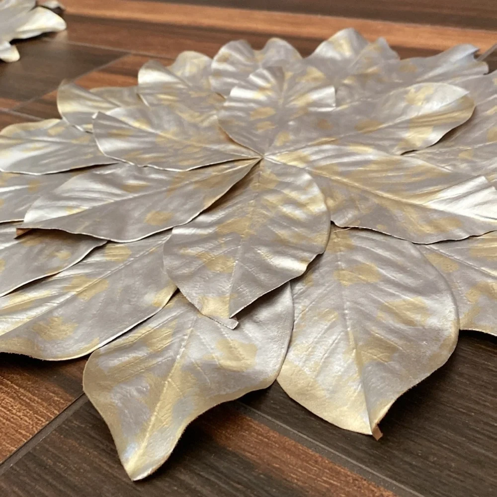Threshold gold and silver‎ leaf holiday table charger settings decorations